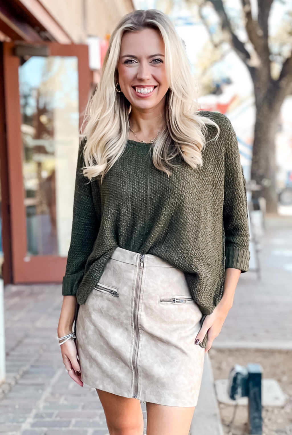 Washed Faux Leather Skirt