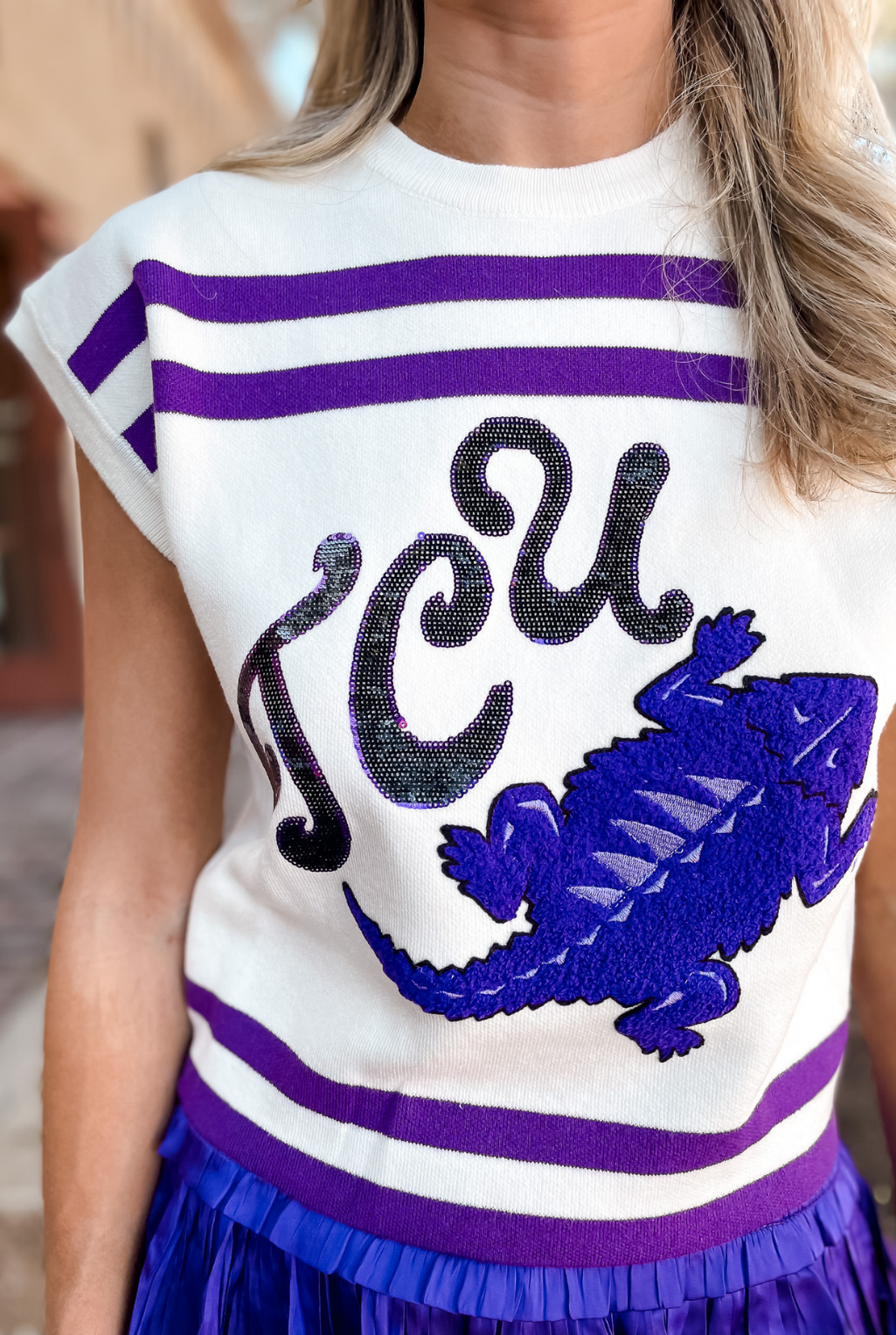 TCU Striped Sweater