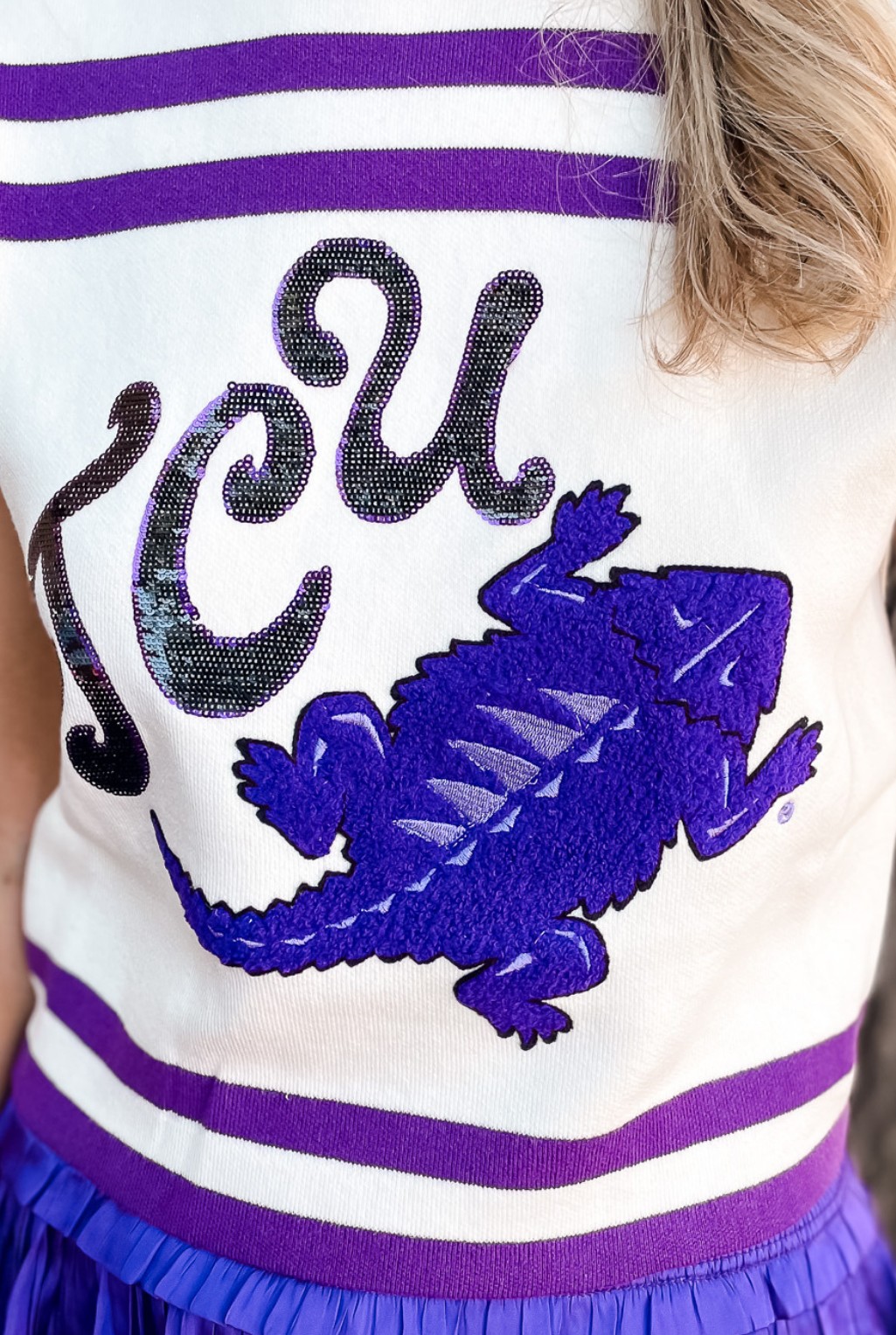 TCU Striped Sweater