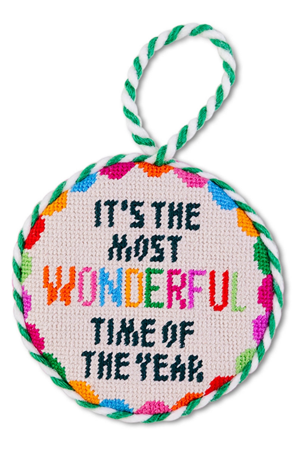 Wonderful Time Needlepoint Ornament