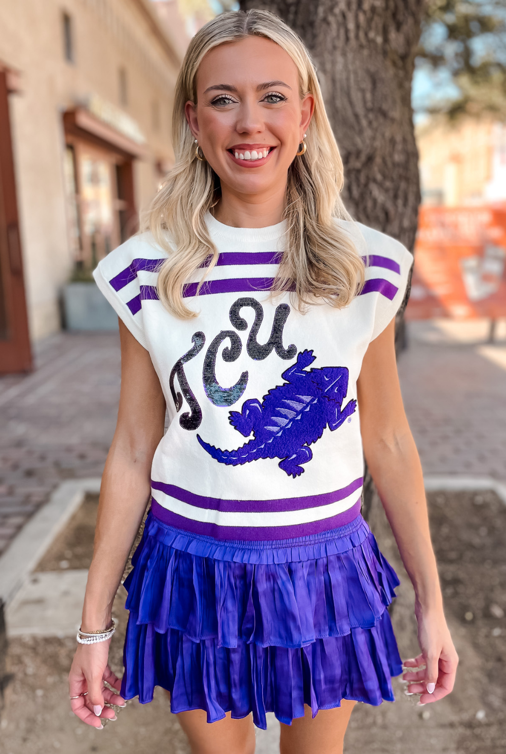 TCU Striped Sweater