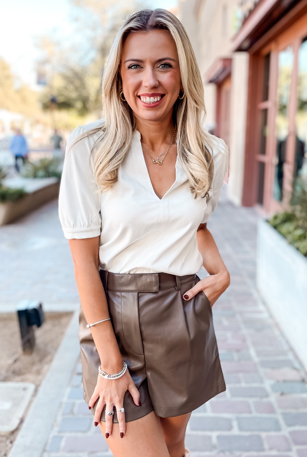 Jane Faux Suede Top - Cream