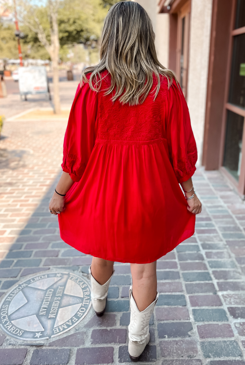 Maddy Embroidered Dress - Red