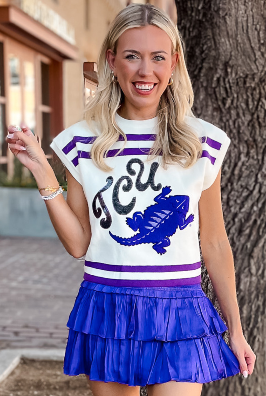 TCU Striped Sweater