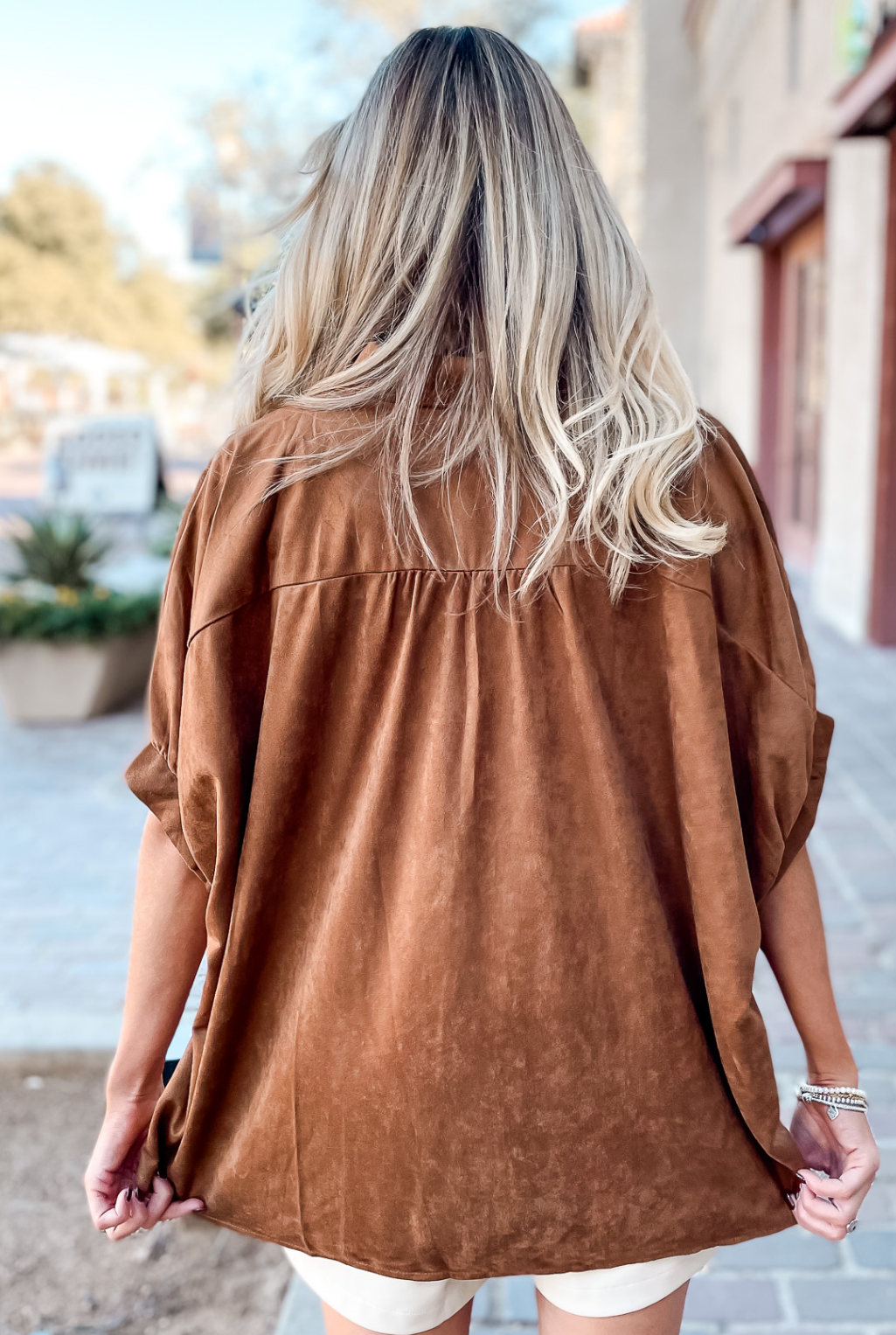 Suede Oversized Shirt - Camel