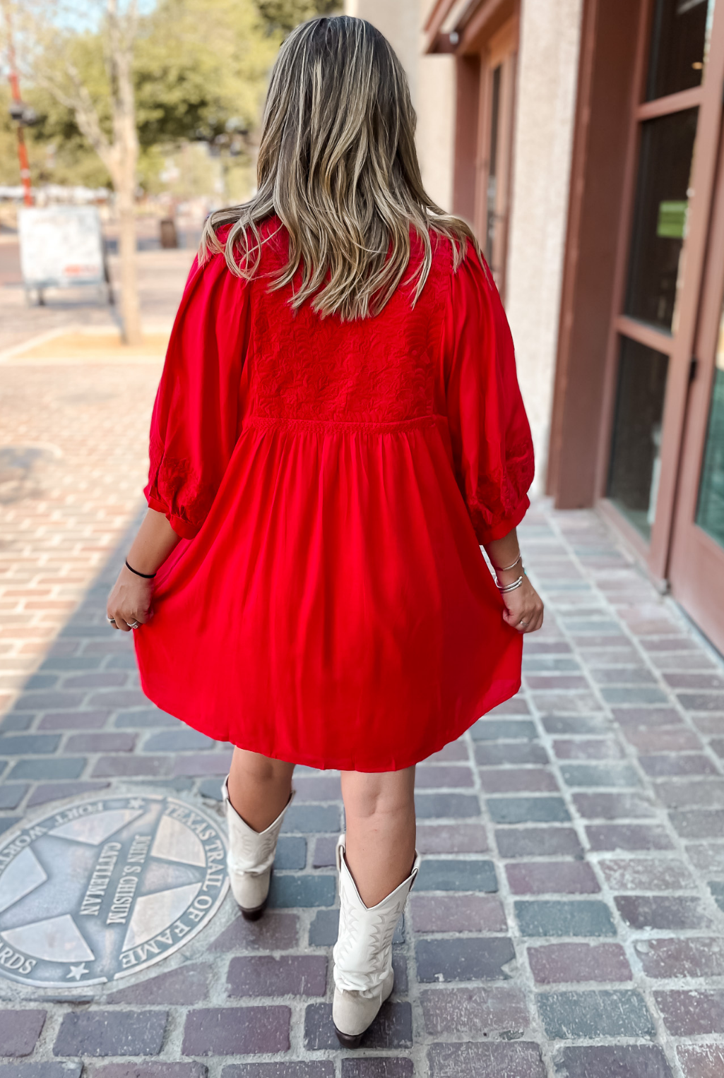 Maddy Embroidered Dress - Red