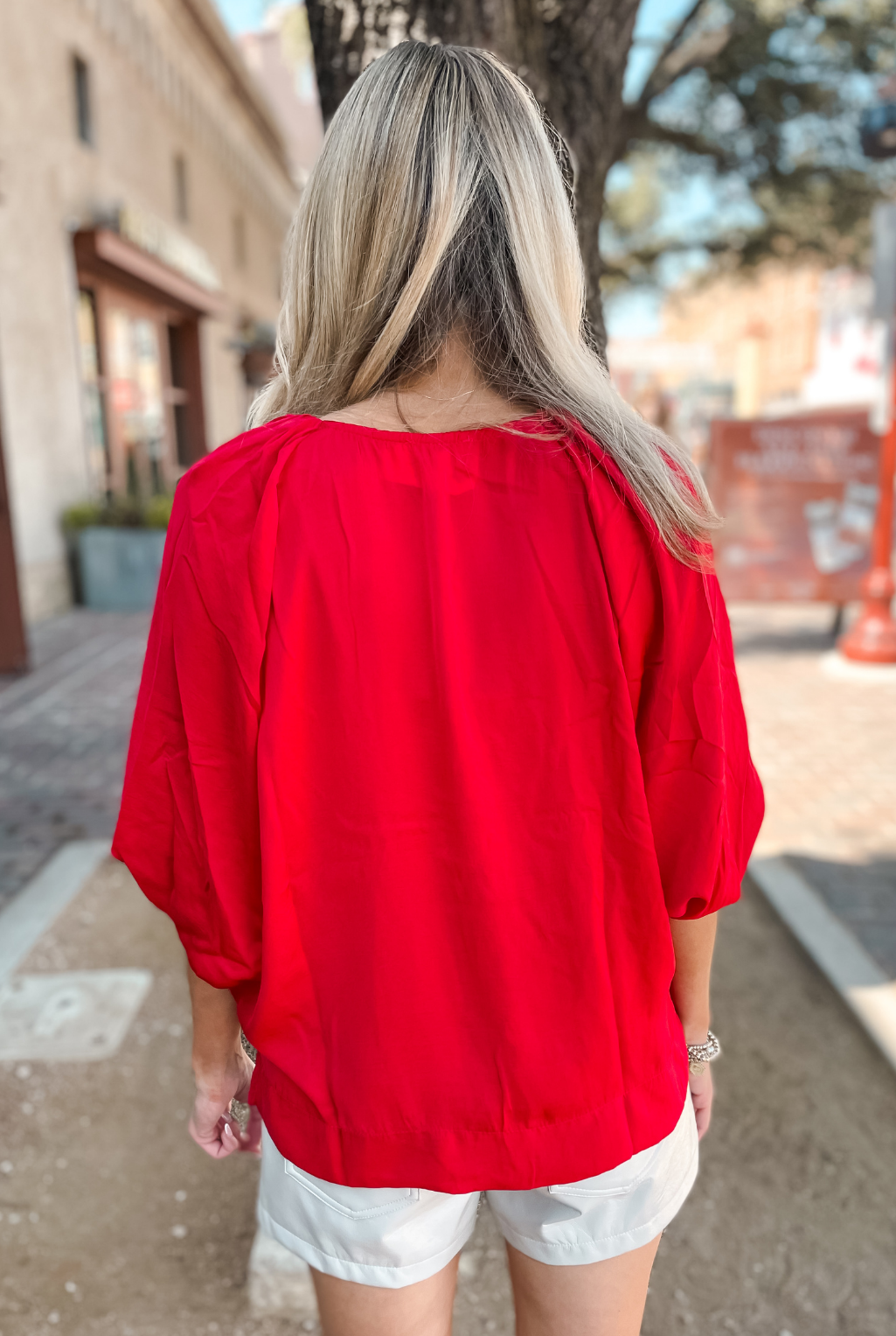 Washed Satin Top - Red