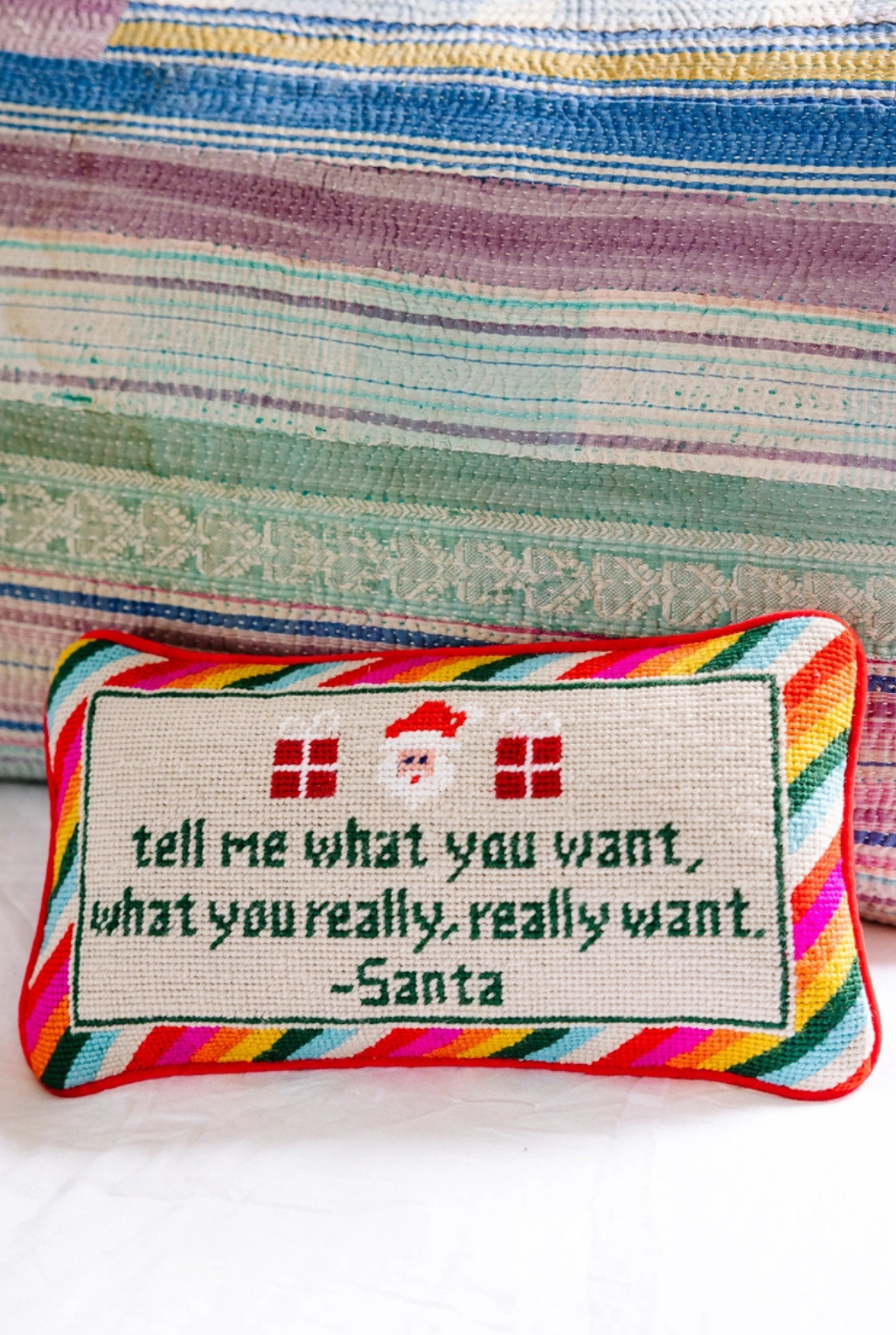 Tell Me What You Want Needlepoint Pillow