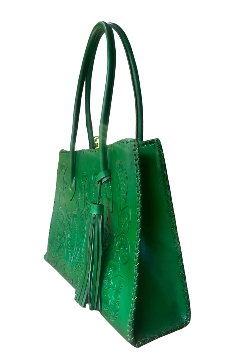 Amy Tooled Leather Handbag - Green