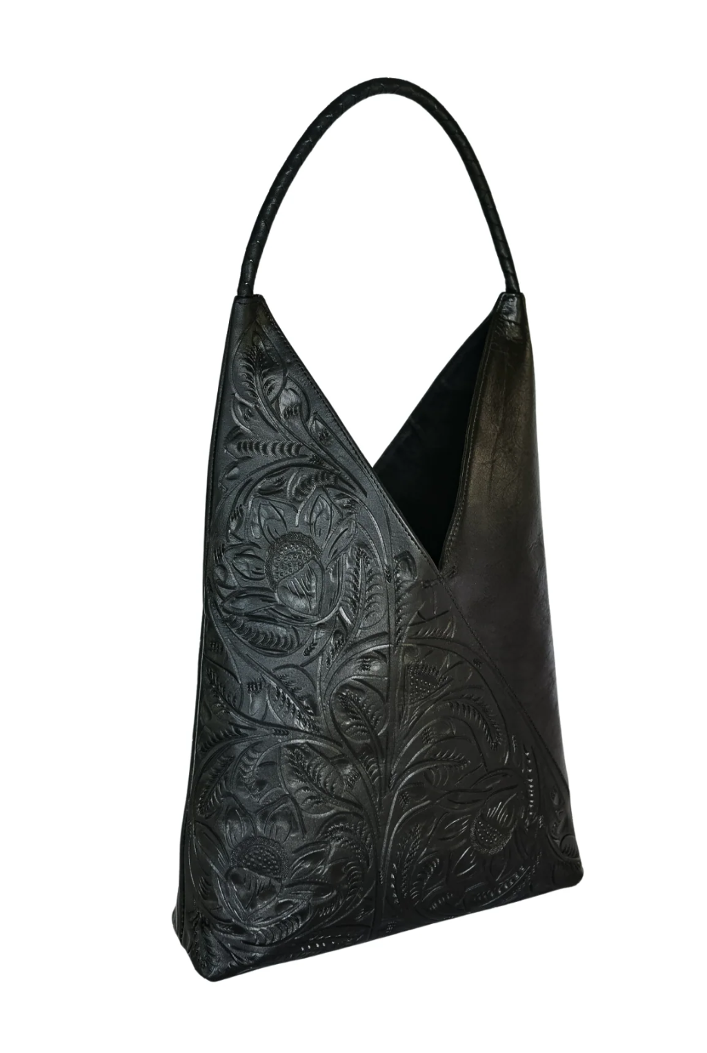 Nancy Ann Tooled Leather Handbag - Black