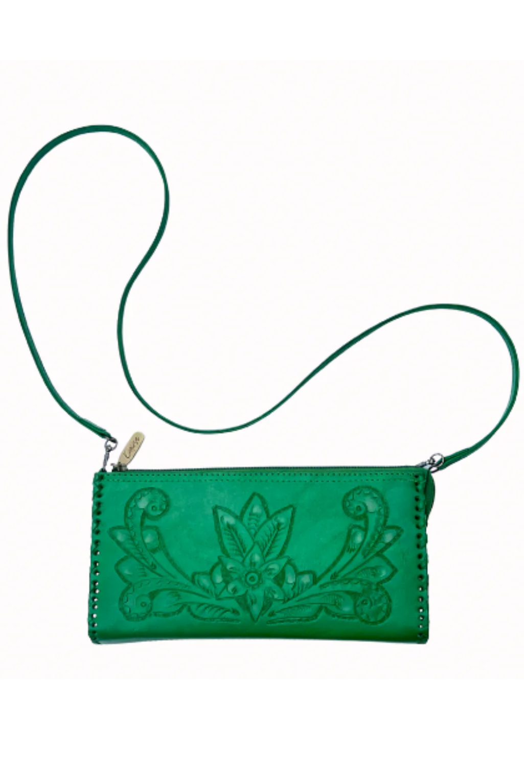 Ella Tooled Leather Handbag - Green