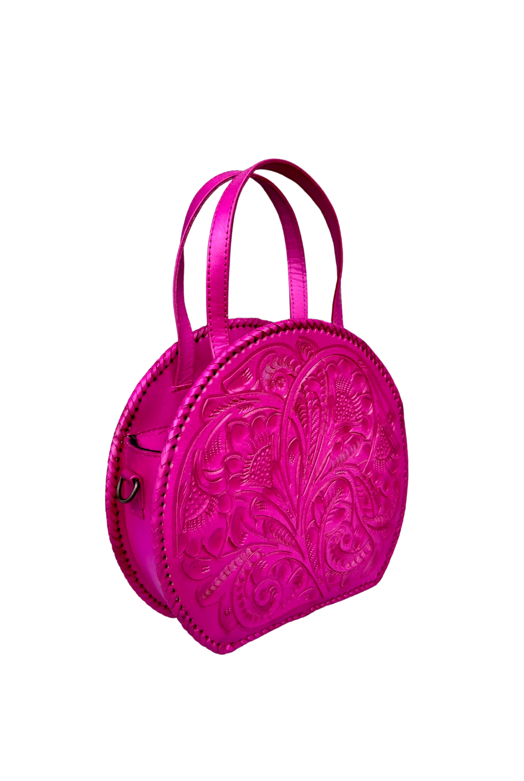 Dixie Tooled Leather Handbag - Fuchsia