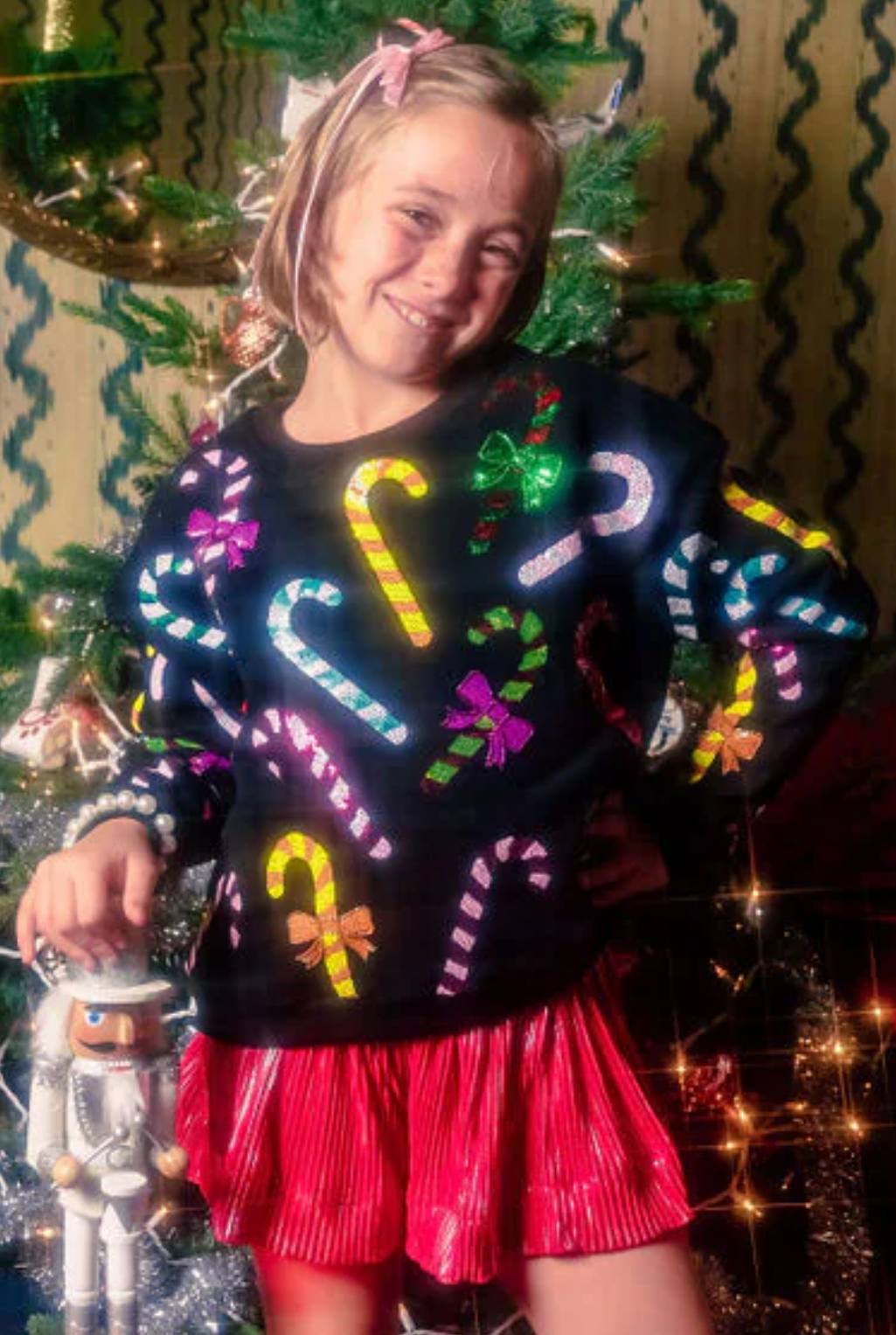 Kids Rainbow Candy Cane Sweatshirt