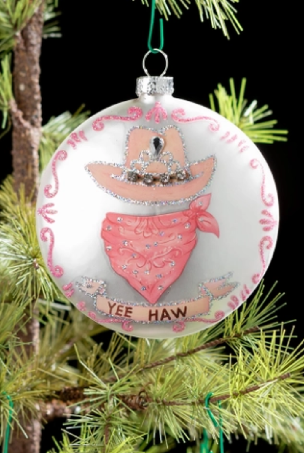 Yee Haw Ornament - Pink