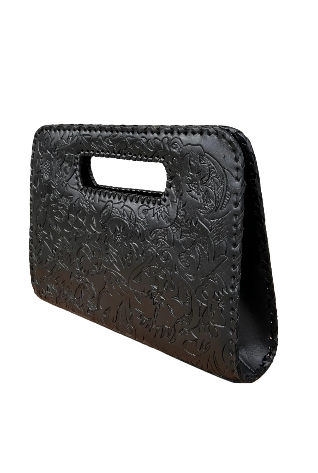 Claire Tooled Leather Handbag - Black