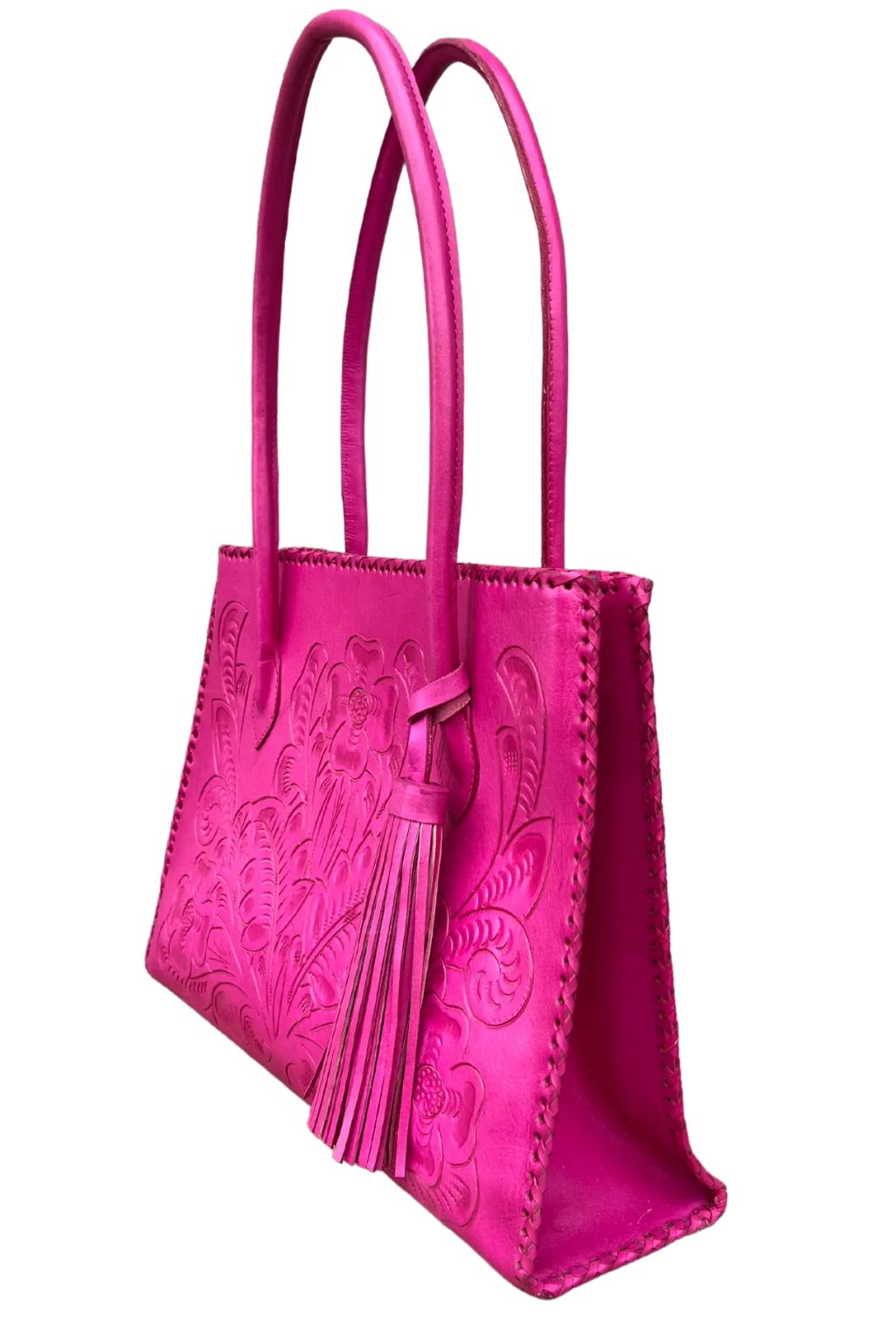 Amy Tooled Leather Handbag - Pink