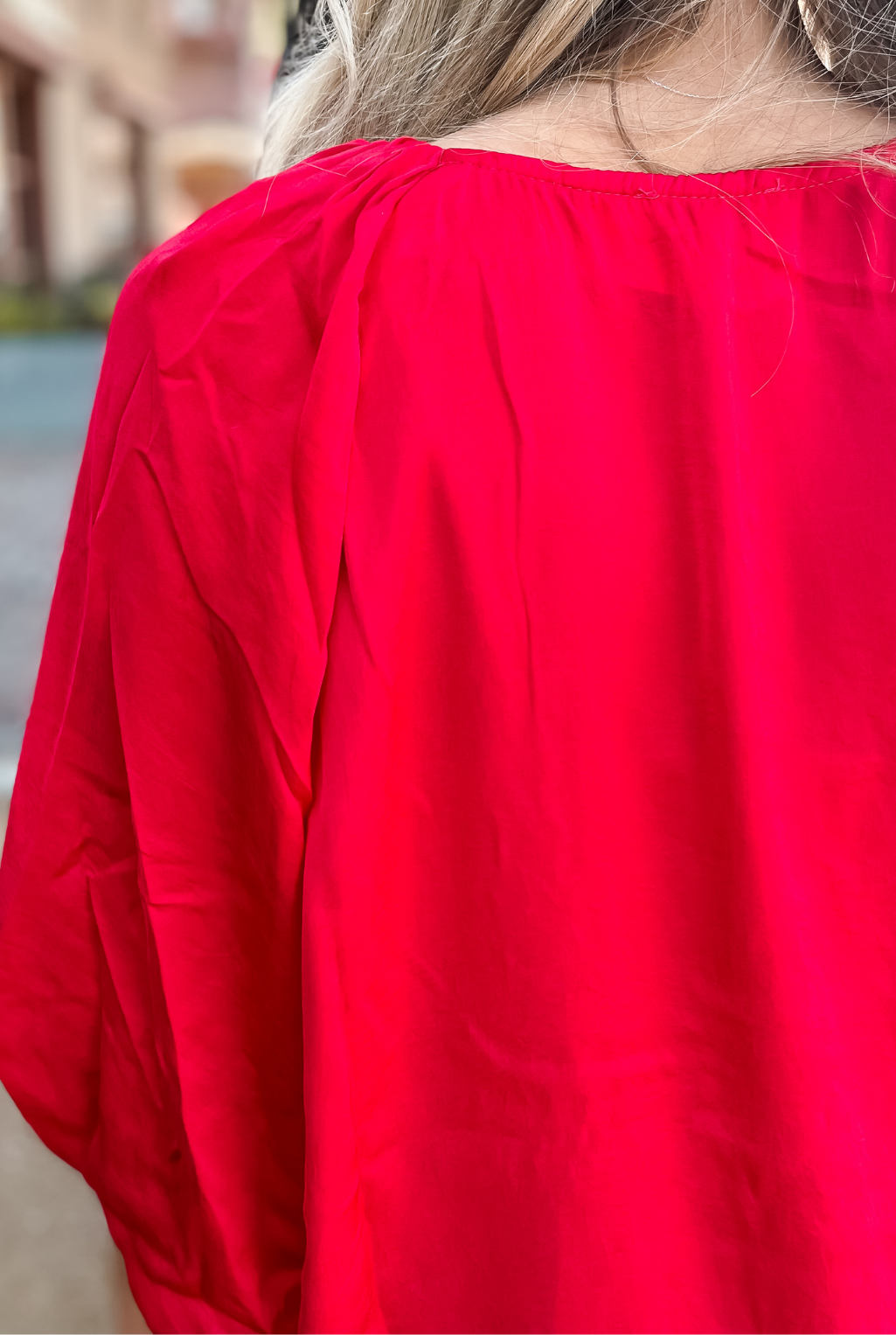 Washed Satin Top - Red