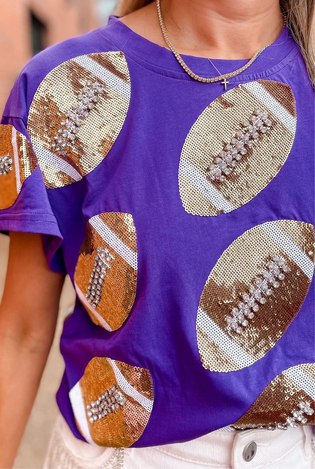 Rhinestone Football T-Shirt