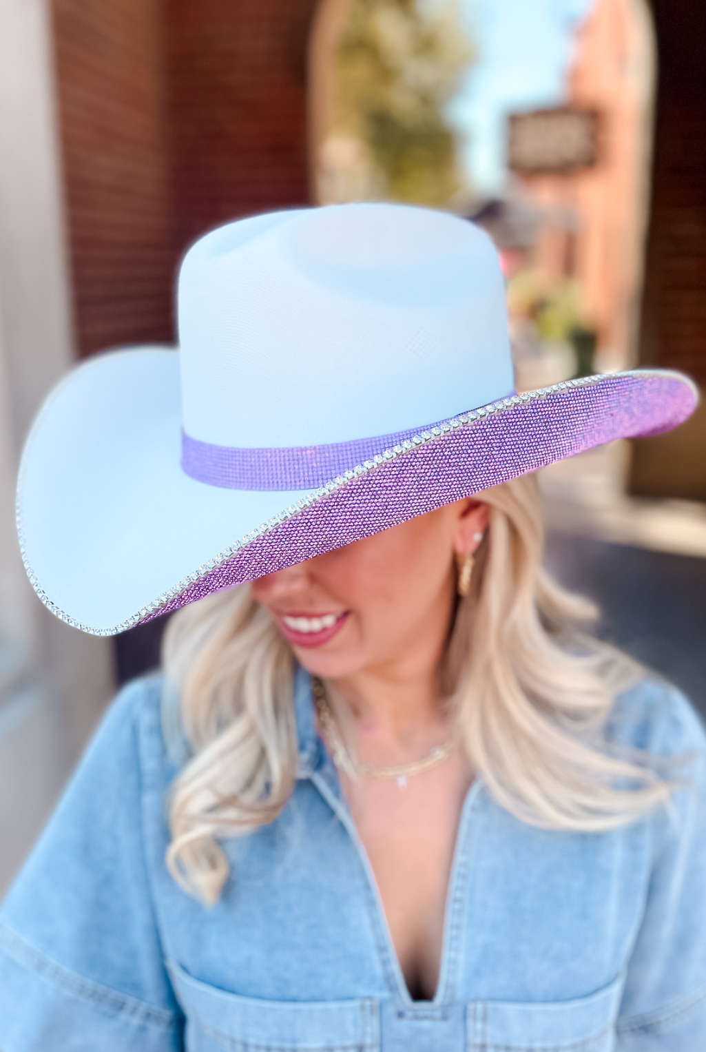 Rhinestone Cowgirl Hat - Purple