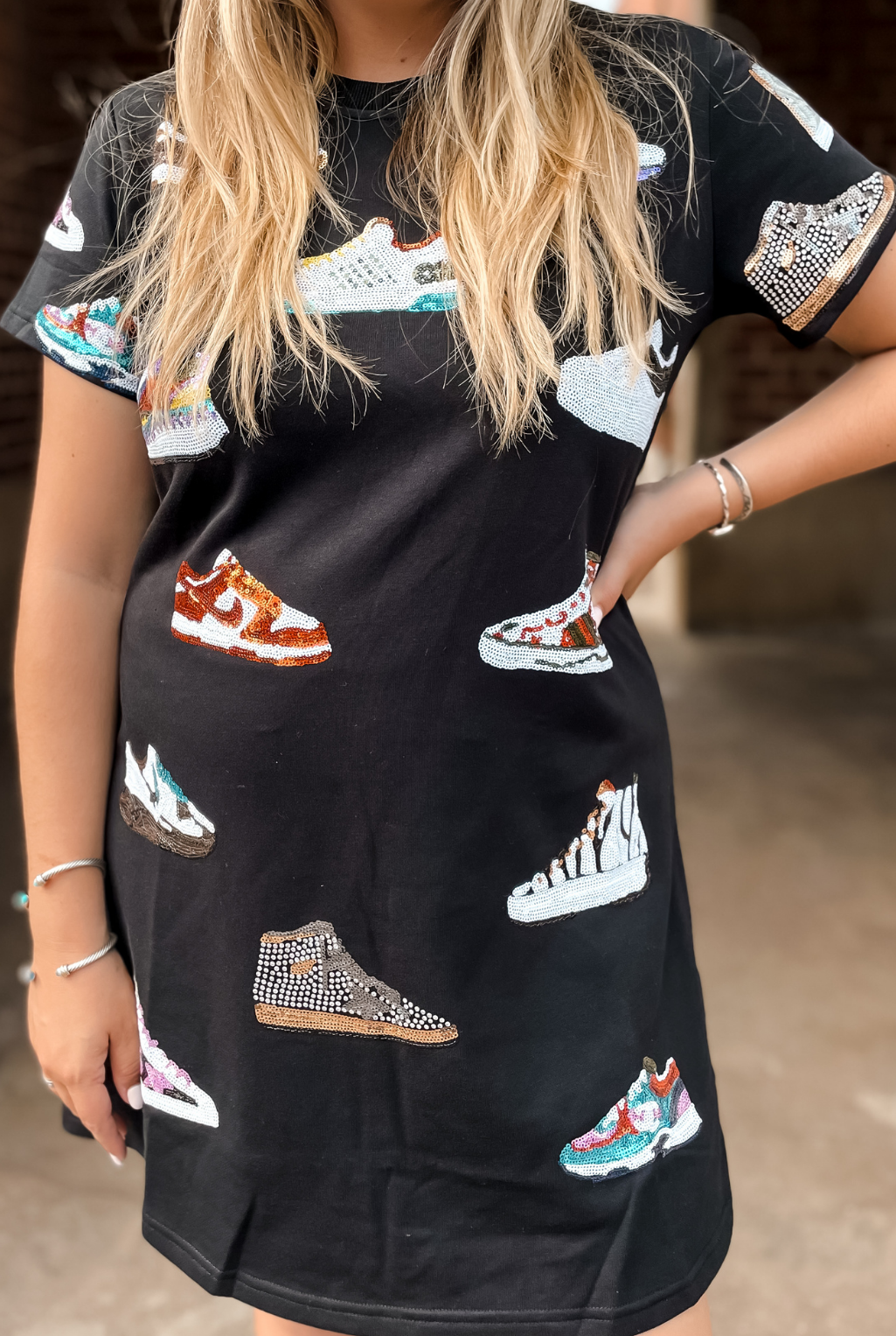 Sneaker Over T-Shirt Dress