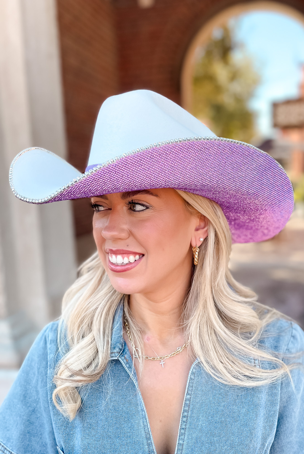 Rhinestone Cowgirl Hat - Purple