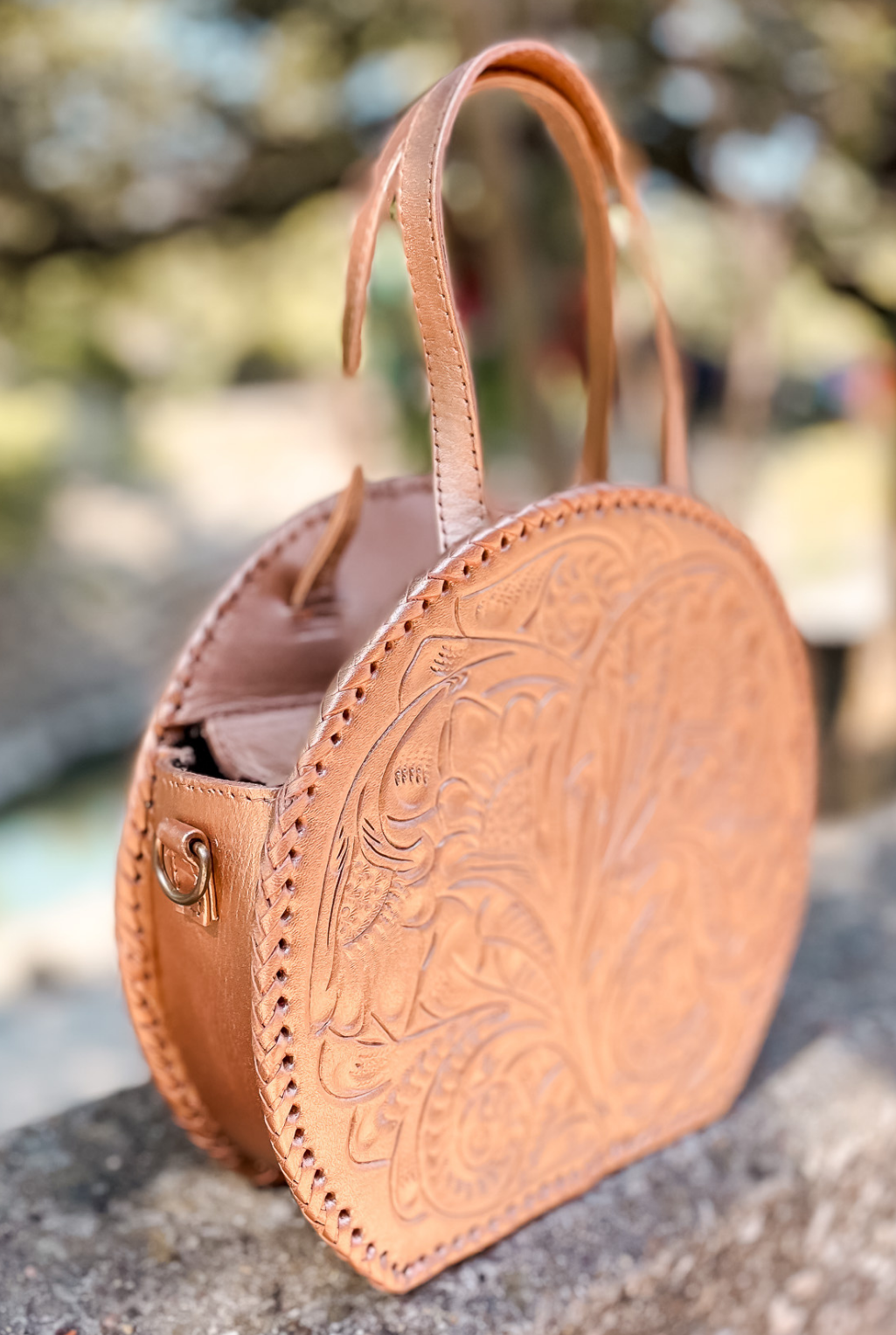 Dixie Tooled Leather Handbag - Bronze