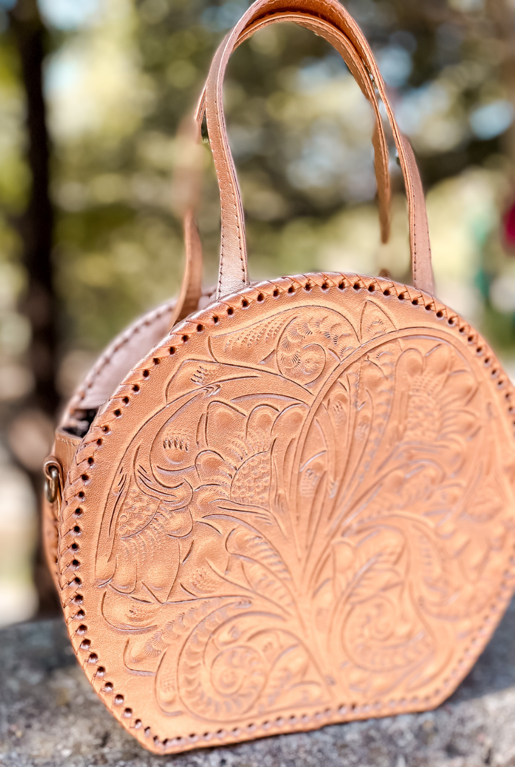 Dixie Tooled Leather Handbag - Bronze