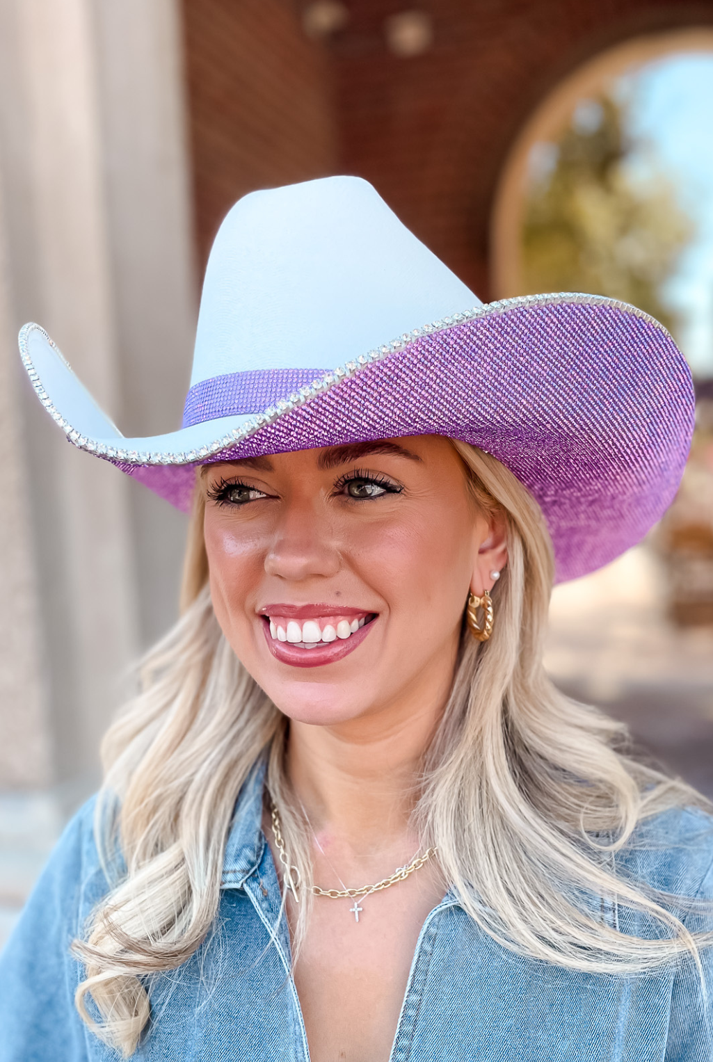 Rhinestone Cowgirl Hat - Purple