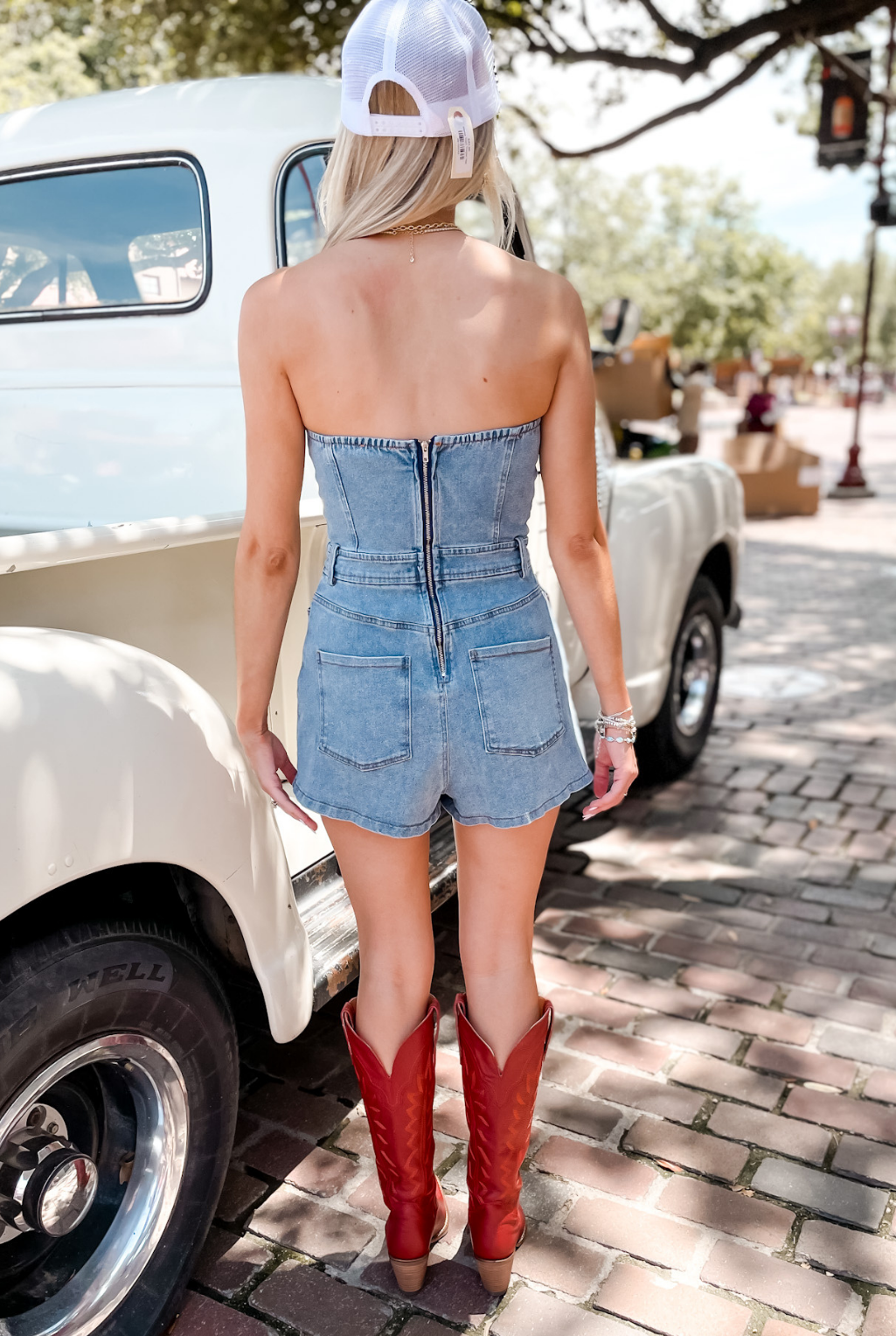 Denim Daisy Romper - Light