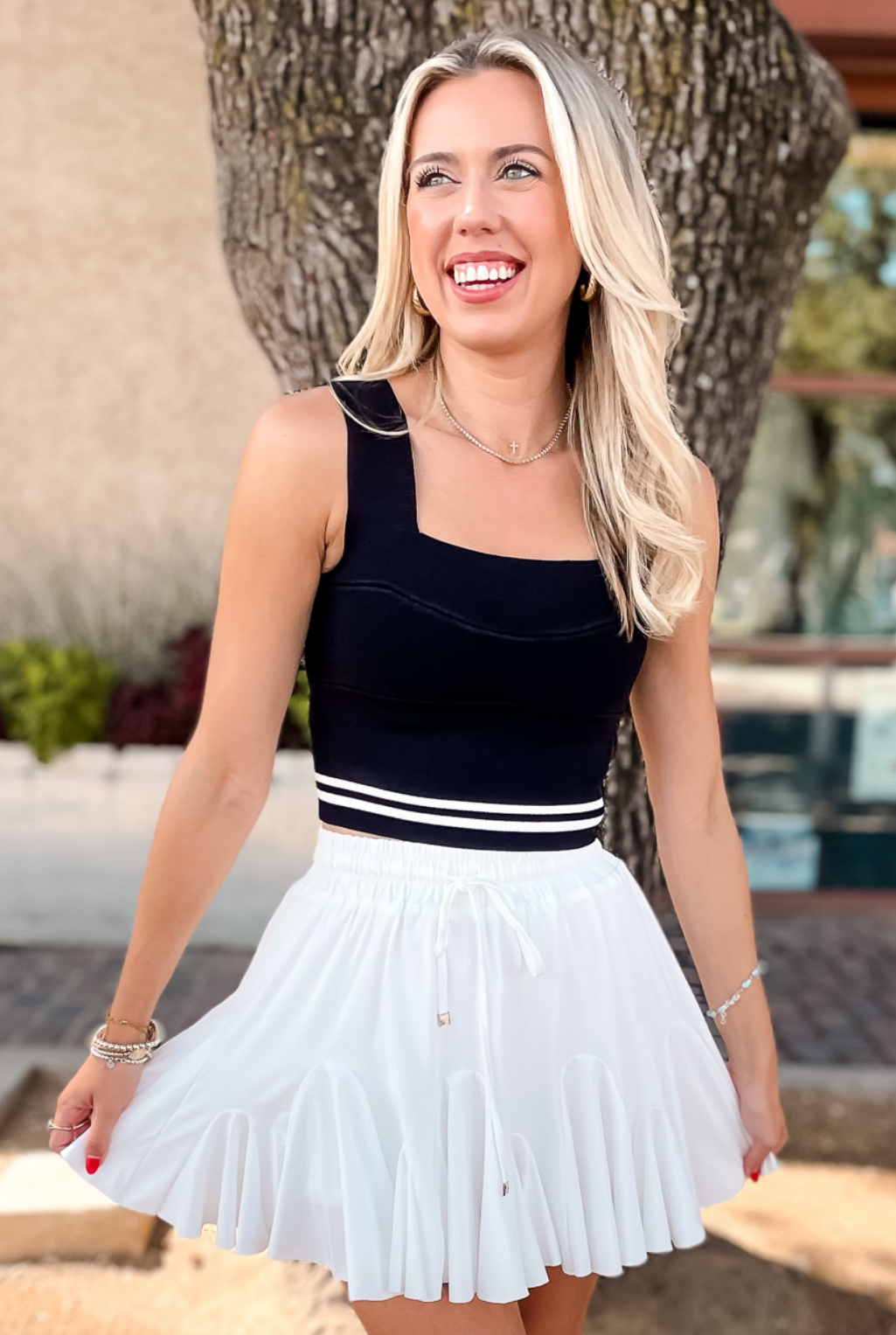 Black top white tennis skirt best sale