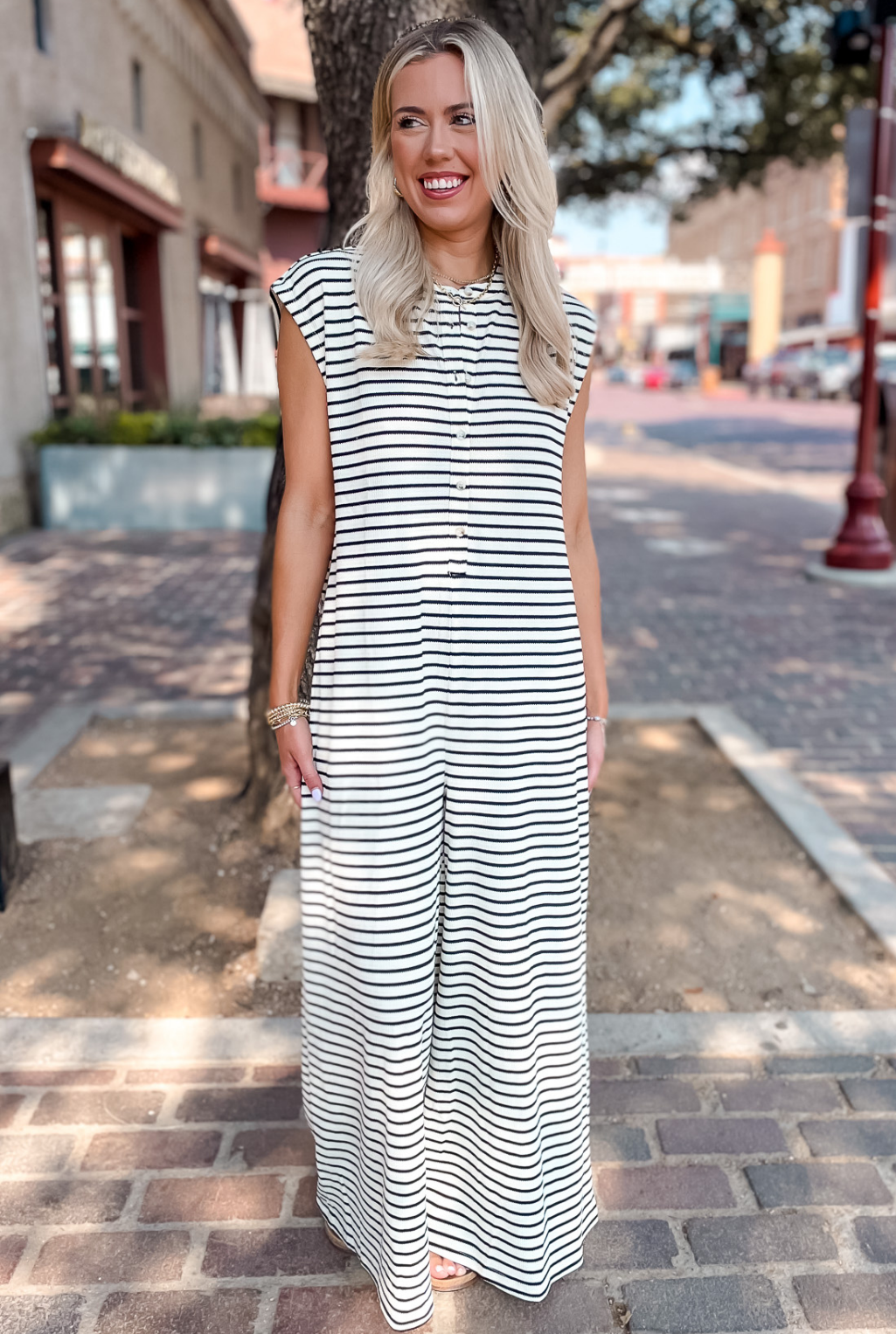 Pencil Stripe Jumpsuit