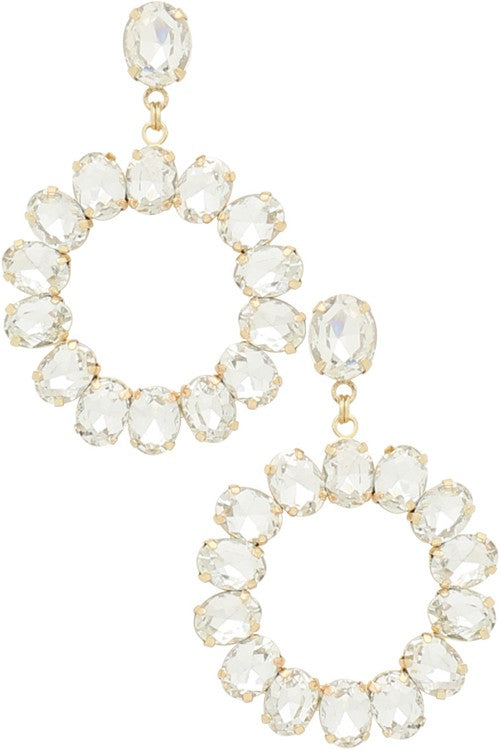 Dangling Crystal Round Hoop Earring