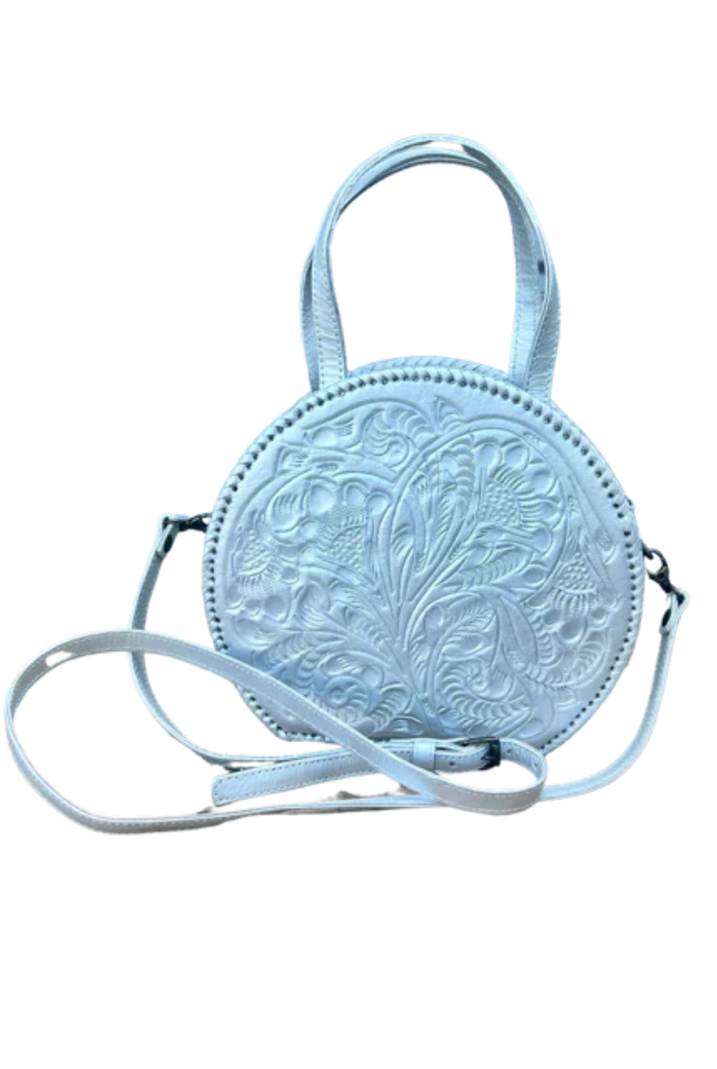 Dixie Tooled Leather Handbag - Silver