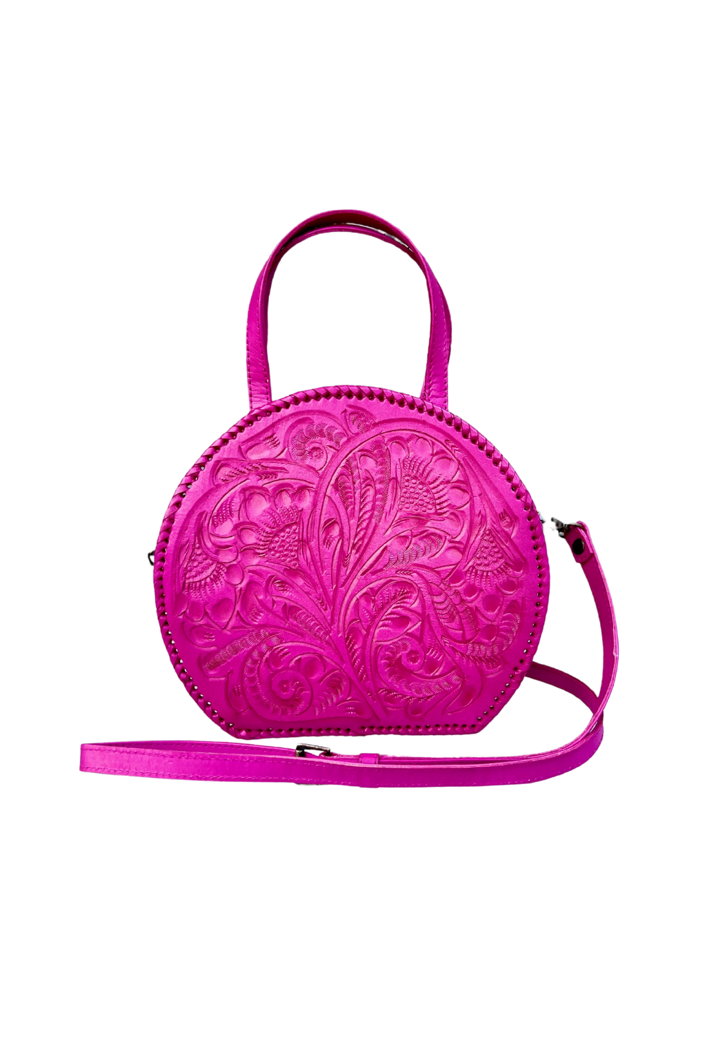 Dixie Tooled Leather Handbag - Fuchsia