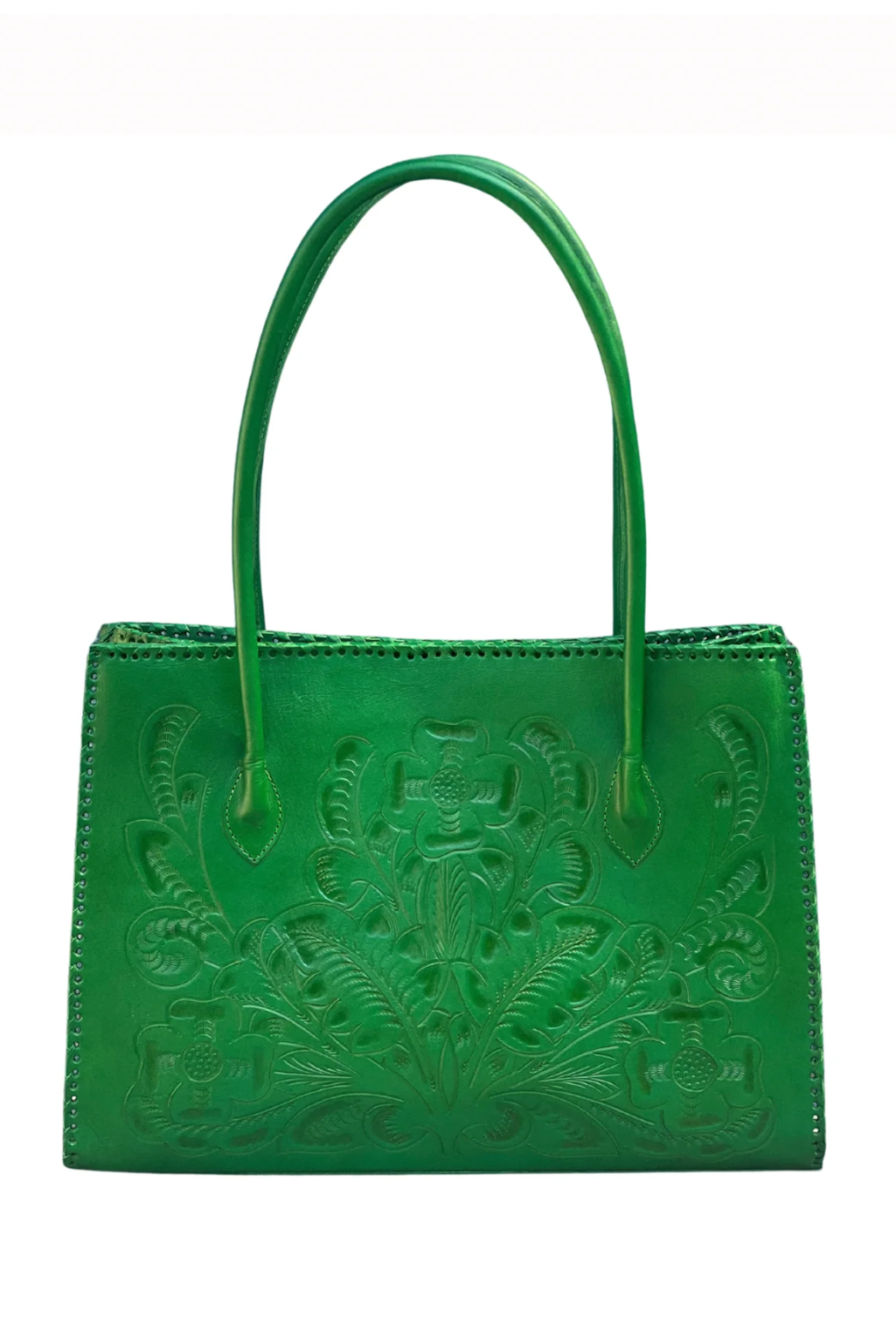 Amy Tooled Leather Handbag - Green