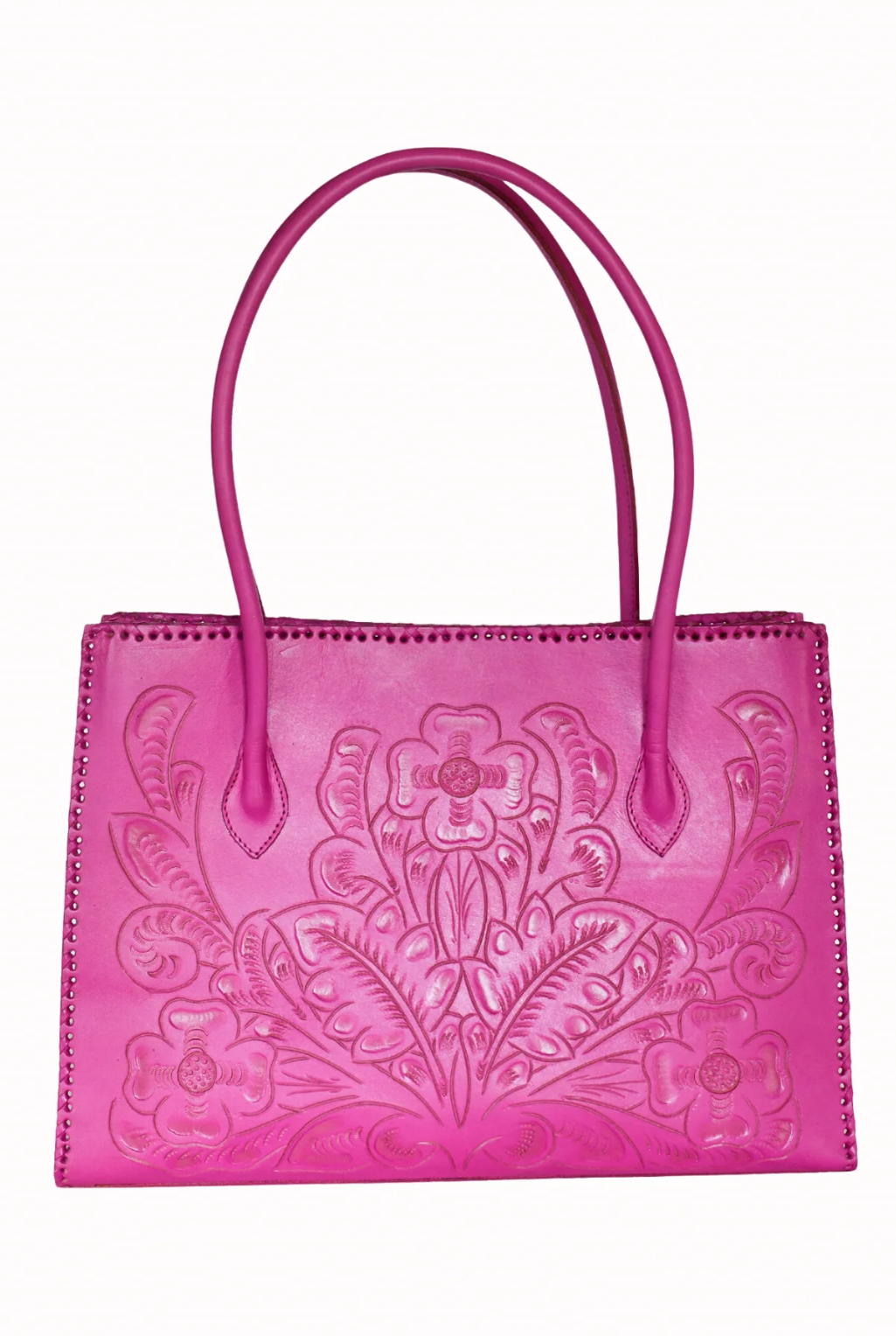 Amy Tooled Leather Handbag - Pink