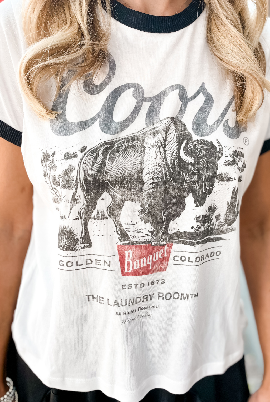 Coors Bison Ringer Tee