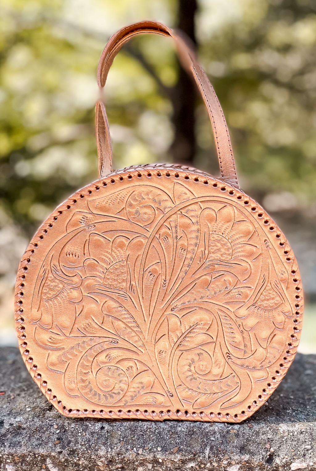 Dixie Tooled Leather Handbag - Bronze