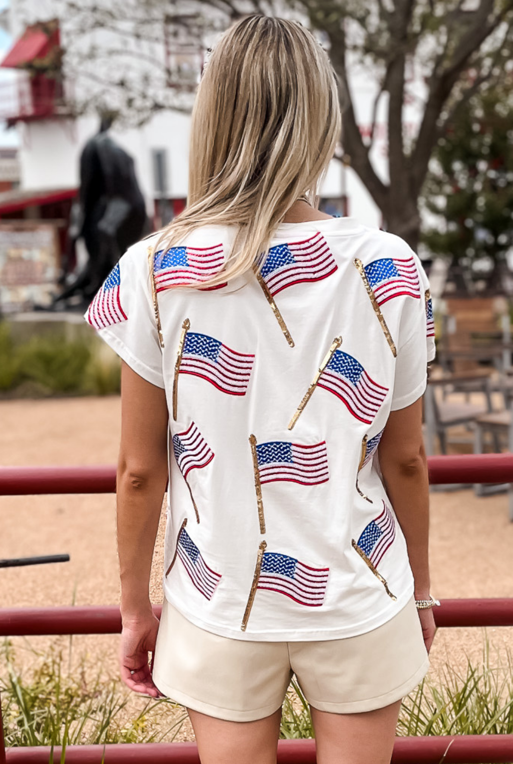 Queen Of Sparkles - Scattered American Flag T-Shirt