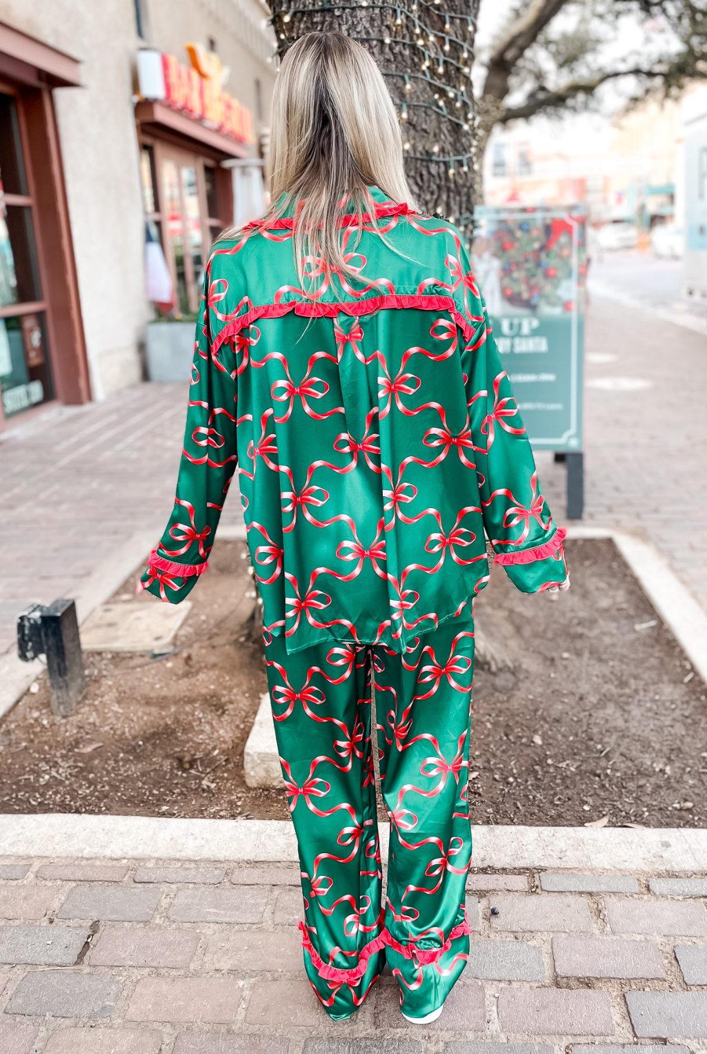 Satin Christmas Bow PJ Set