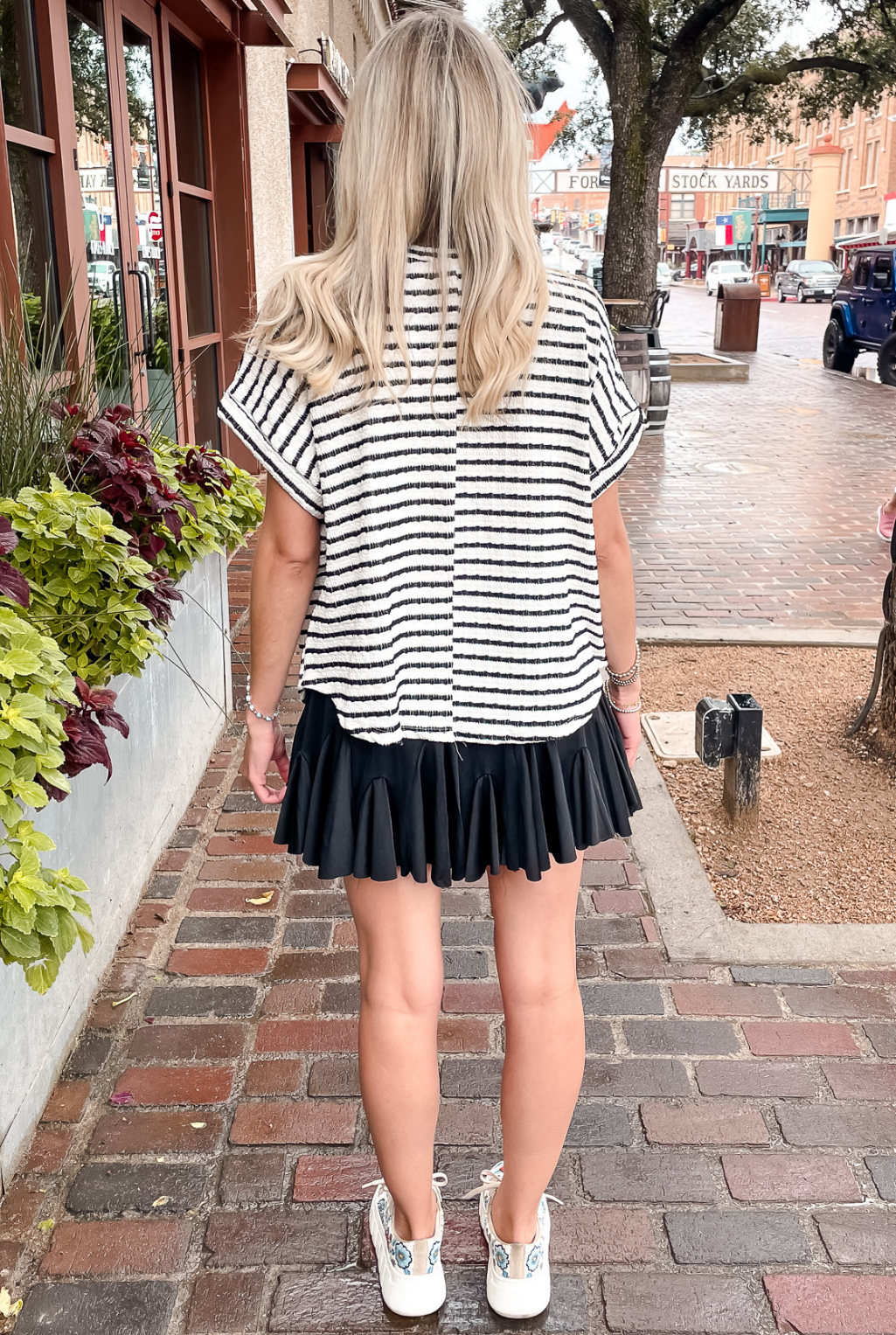 Texas Striped Cap Sleeve Top