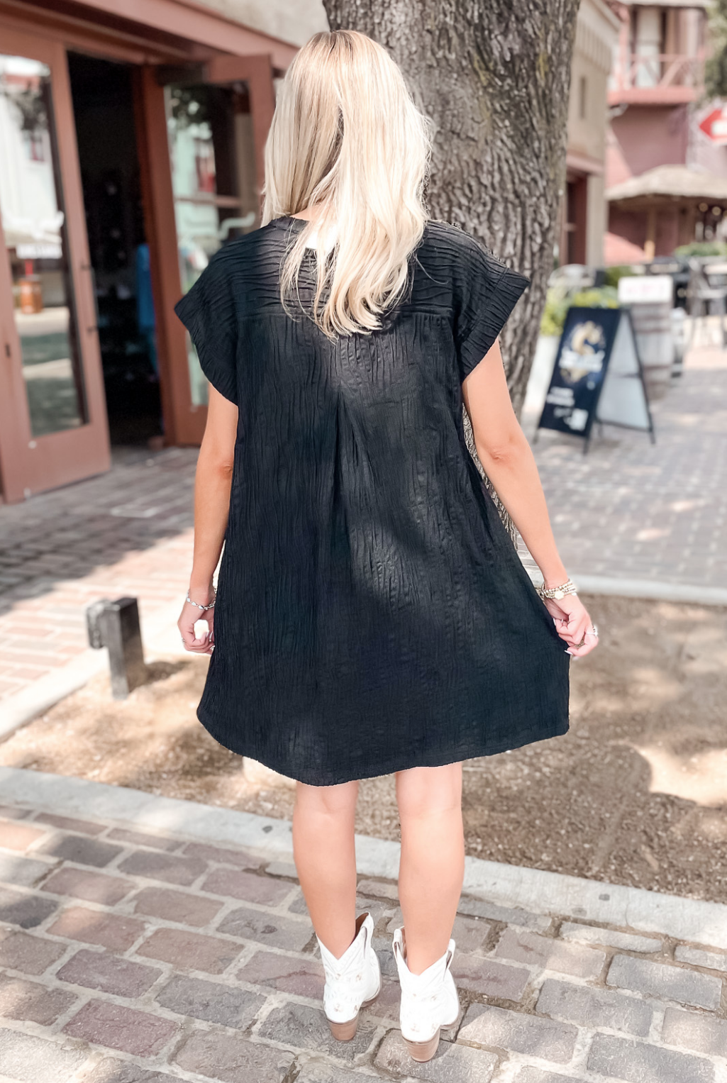 Tidal Wave Pocket Dress - Black