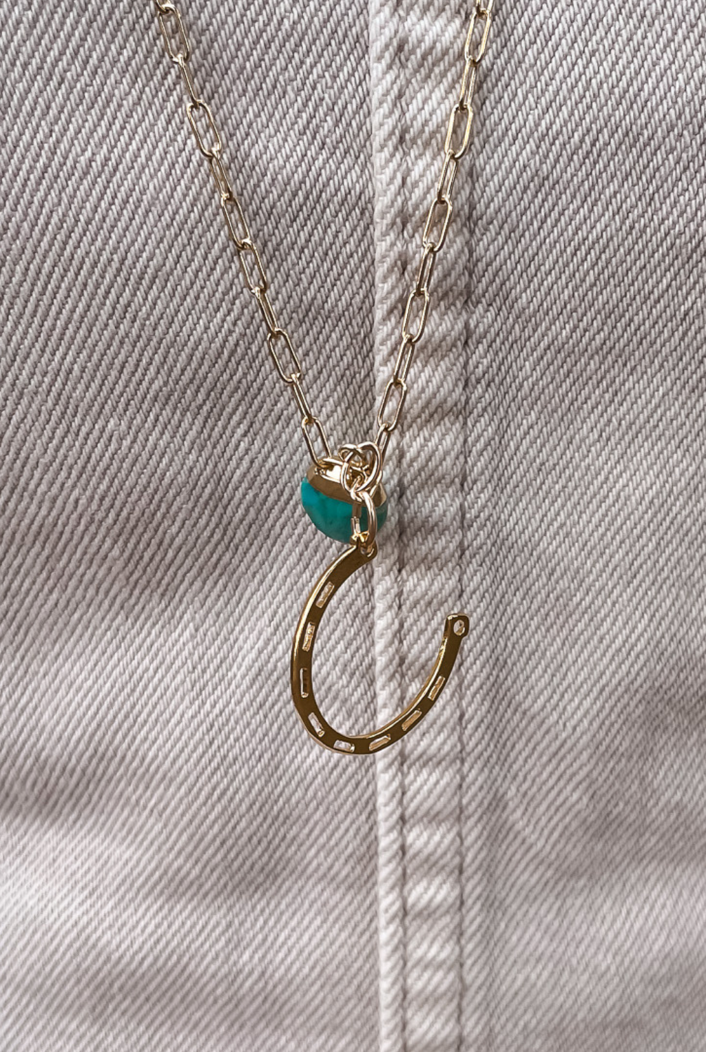 Turquoise Long Horseshoe Necklace