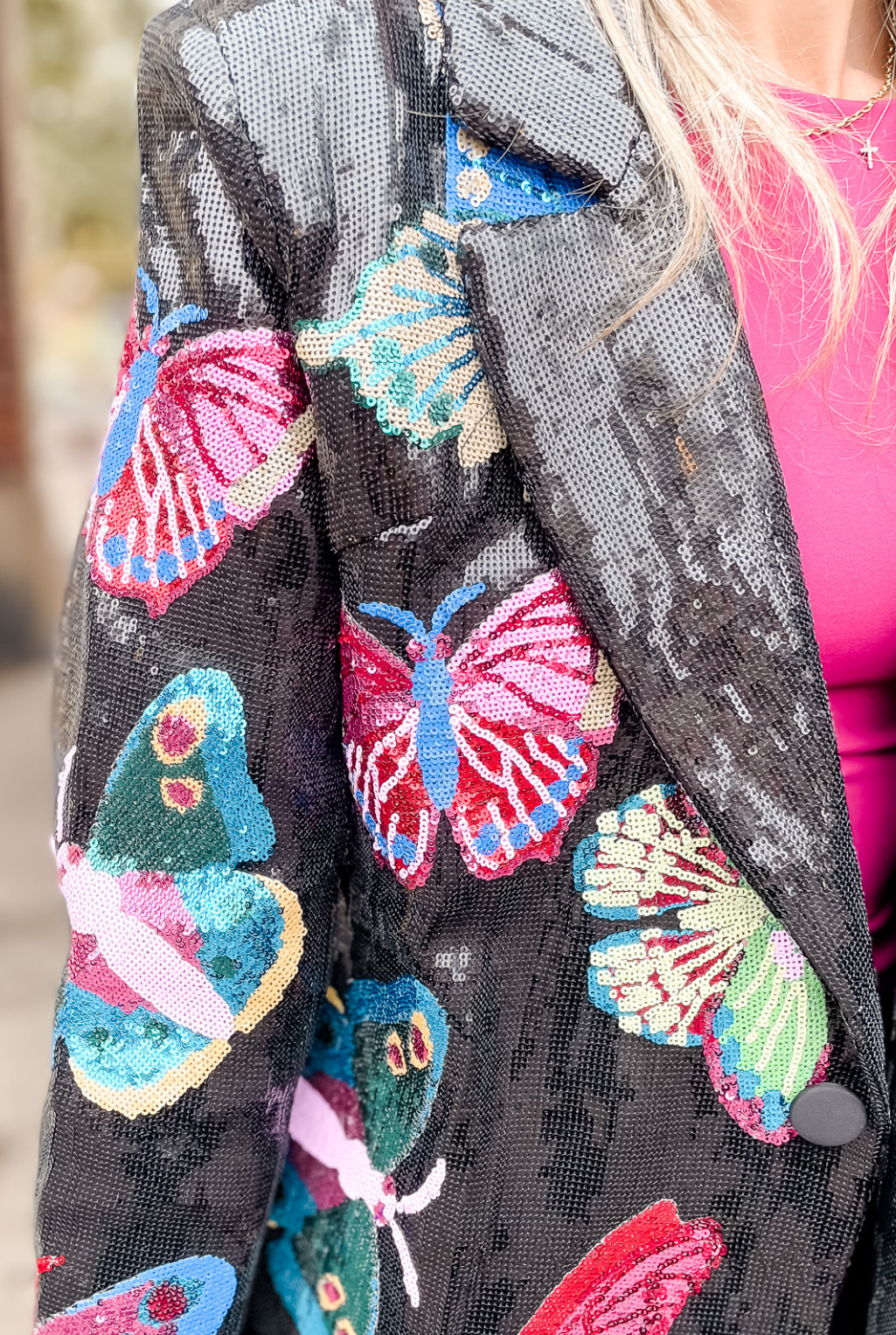 Sequin Butterfly Blazer