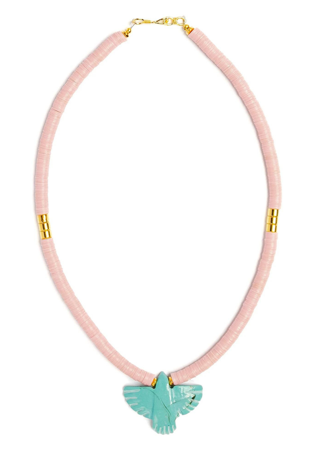 Turquoise Thunderbird Necklace - Light Pink