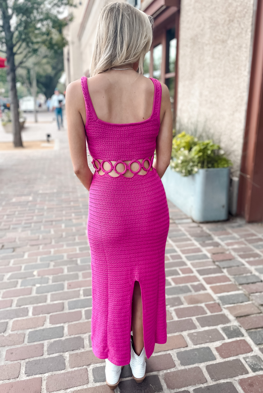 Disco Crochet Dress - Fuchsia