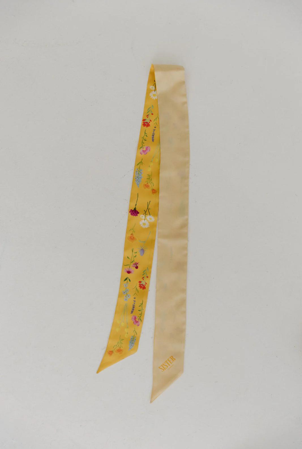 Field Of Wildflowers Silk Twilly Scarf - Yellow