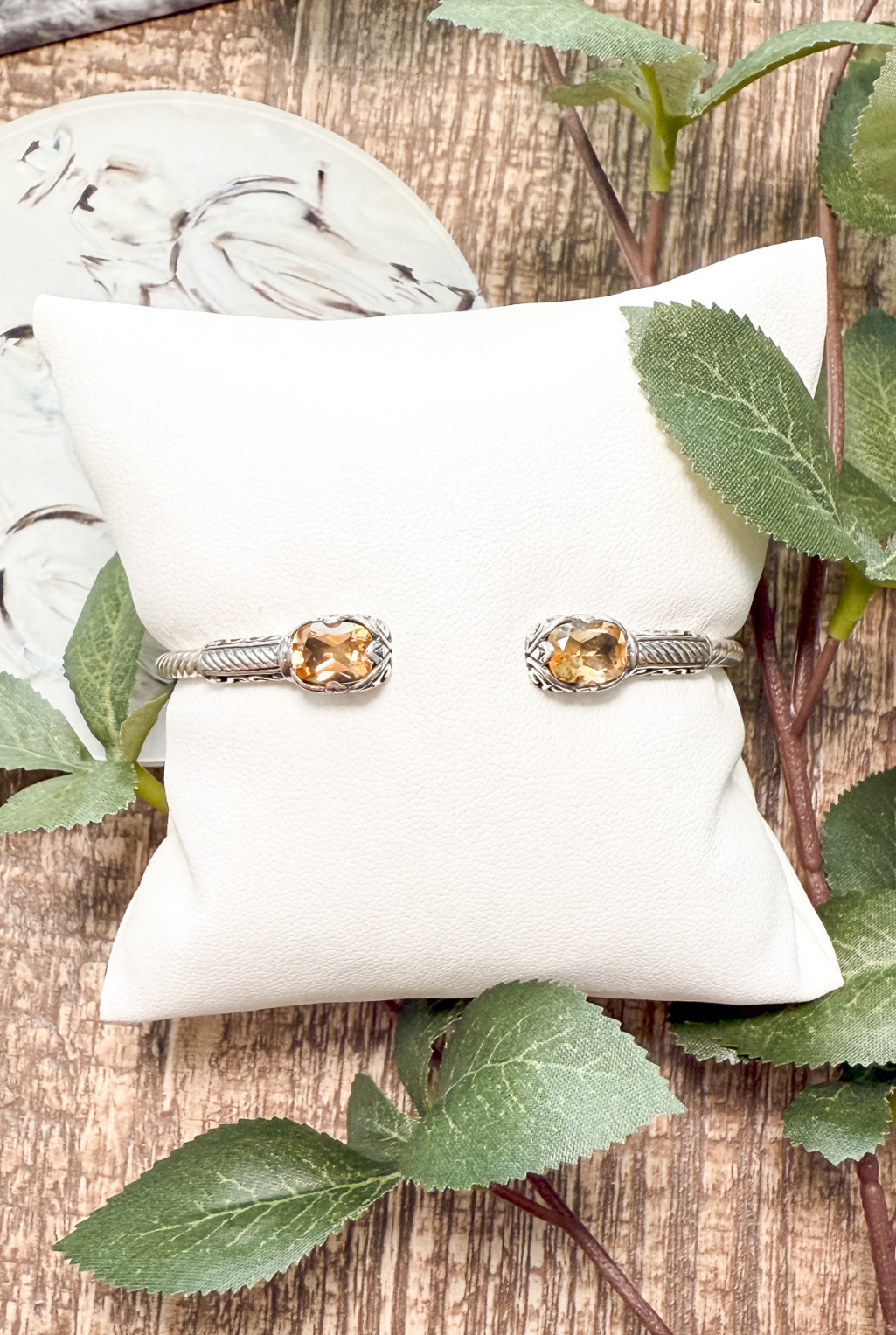 Citrine Etched Cable Bracelet