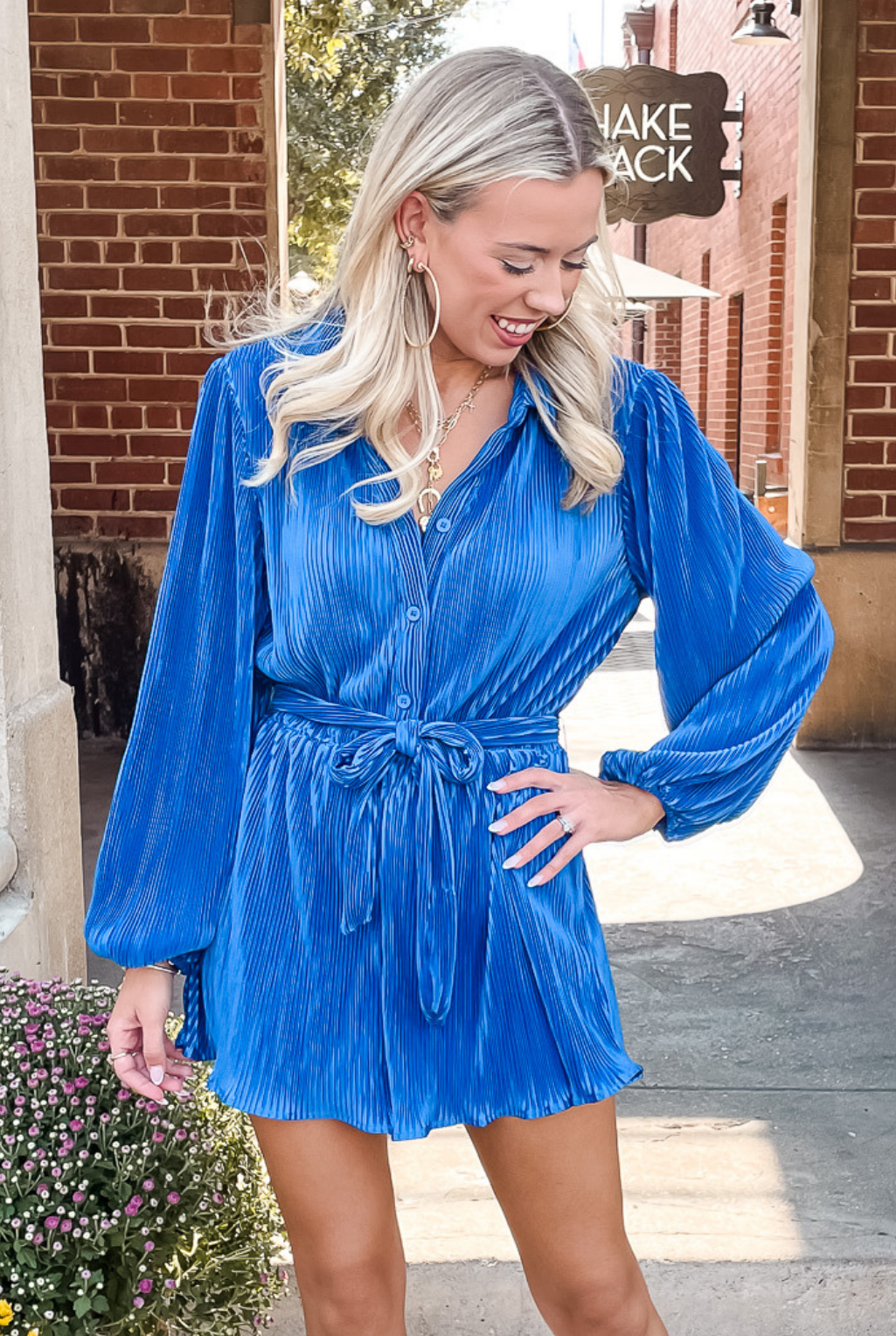 Plisse Romper - Blue