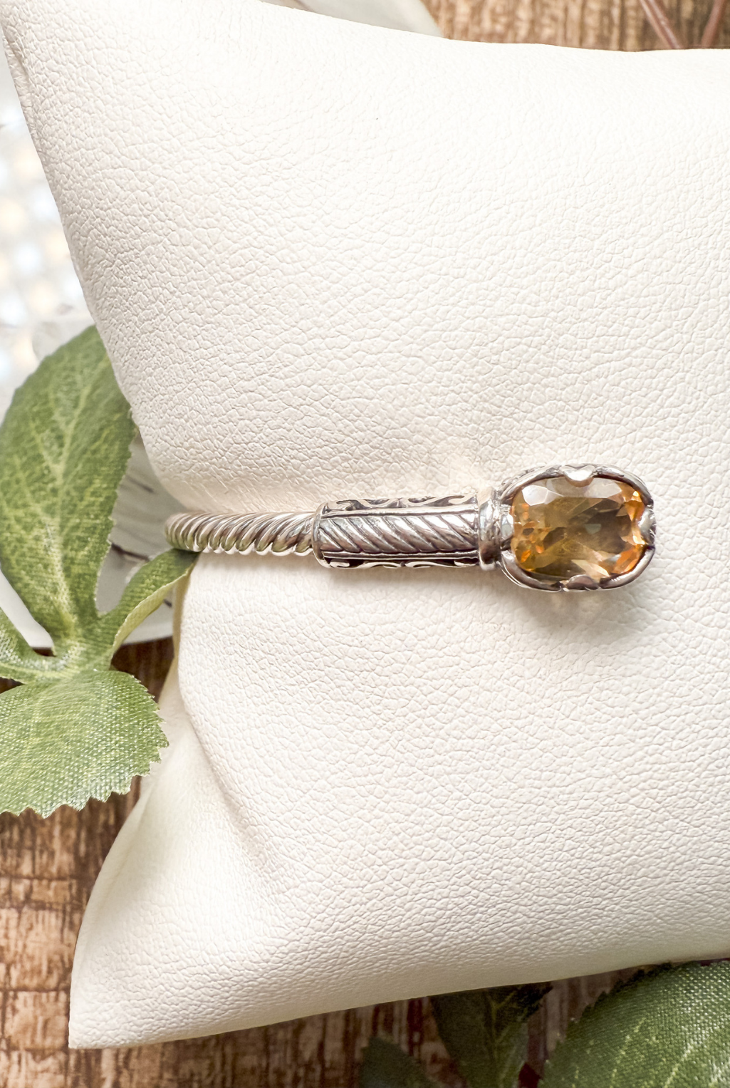 Citrine Etched Cable Bracelet